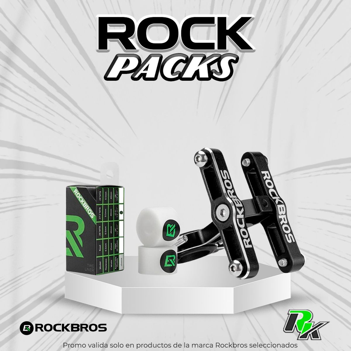 PACK ROCKBROS SOPORTE UNIVERSAL Y CINTA ANTIPINCHAZO 27.5, marca Rockbros - Foto Principal