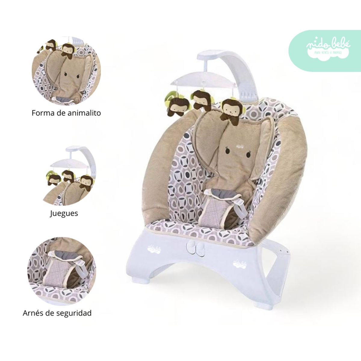 GENERICO - Silla Nido Mecedora de Bebé Elephant color Beige