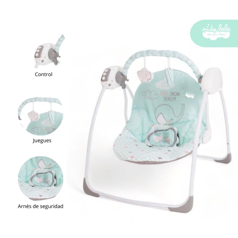 GENERICO - Silla Nido Mecedora de Bebé Columpio color Verde