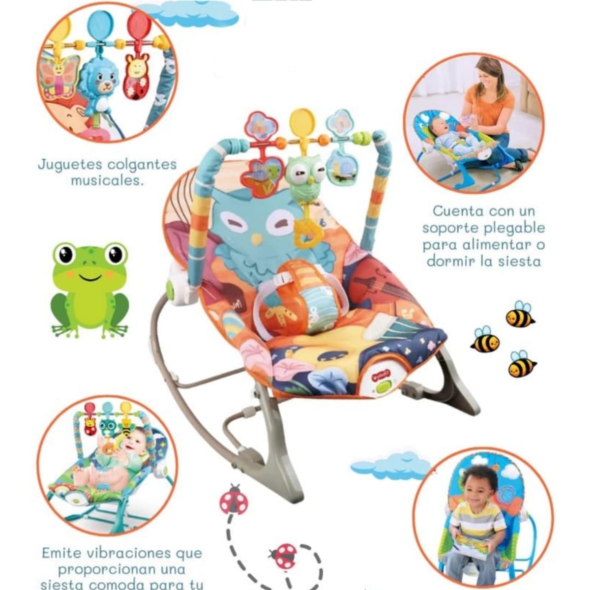 GENERICO - Silla Mecedora con Vibrador Musical y Toys BUO CREMA