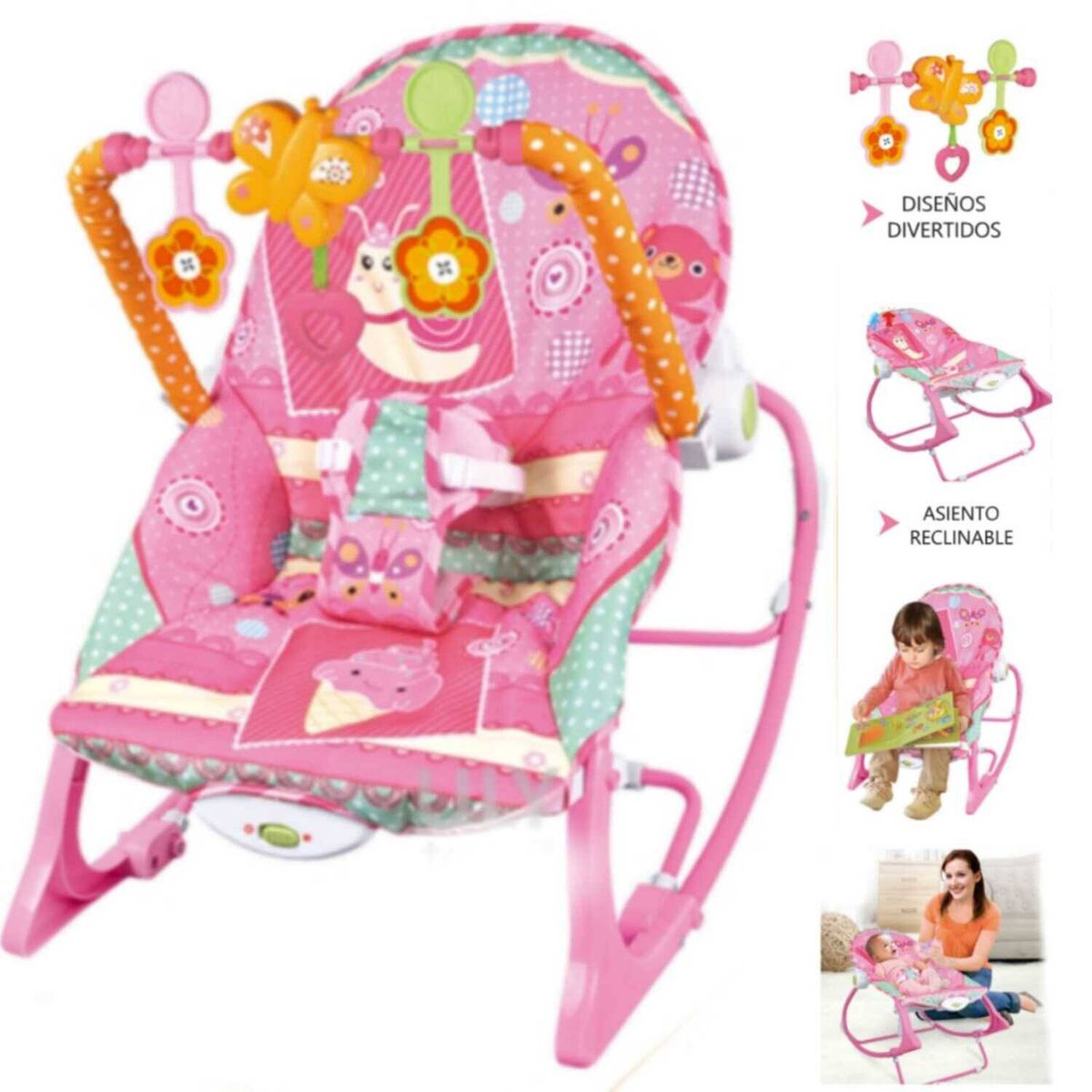 GENERICO - Silla Mecedora con Vibrador Musical y Toys BUO CREMA