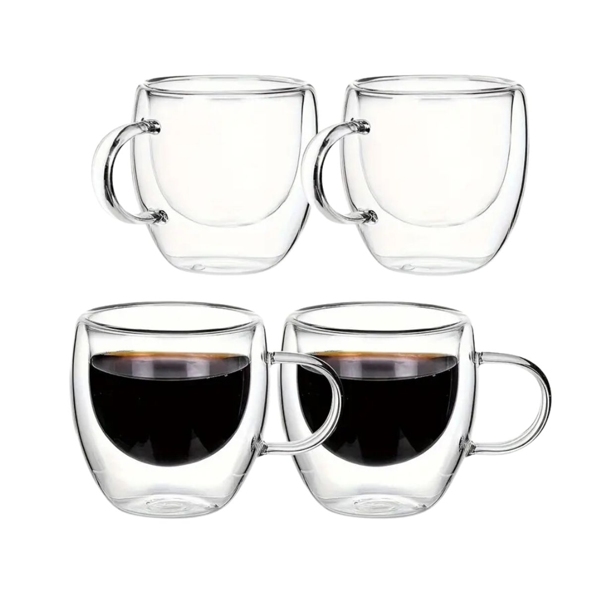 INSPIRA - Set de 4 Tazas Expresso Doble Pared de Vidrio 100 ml