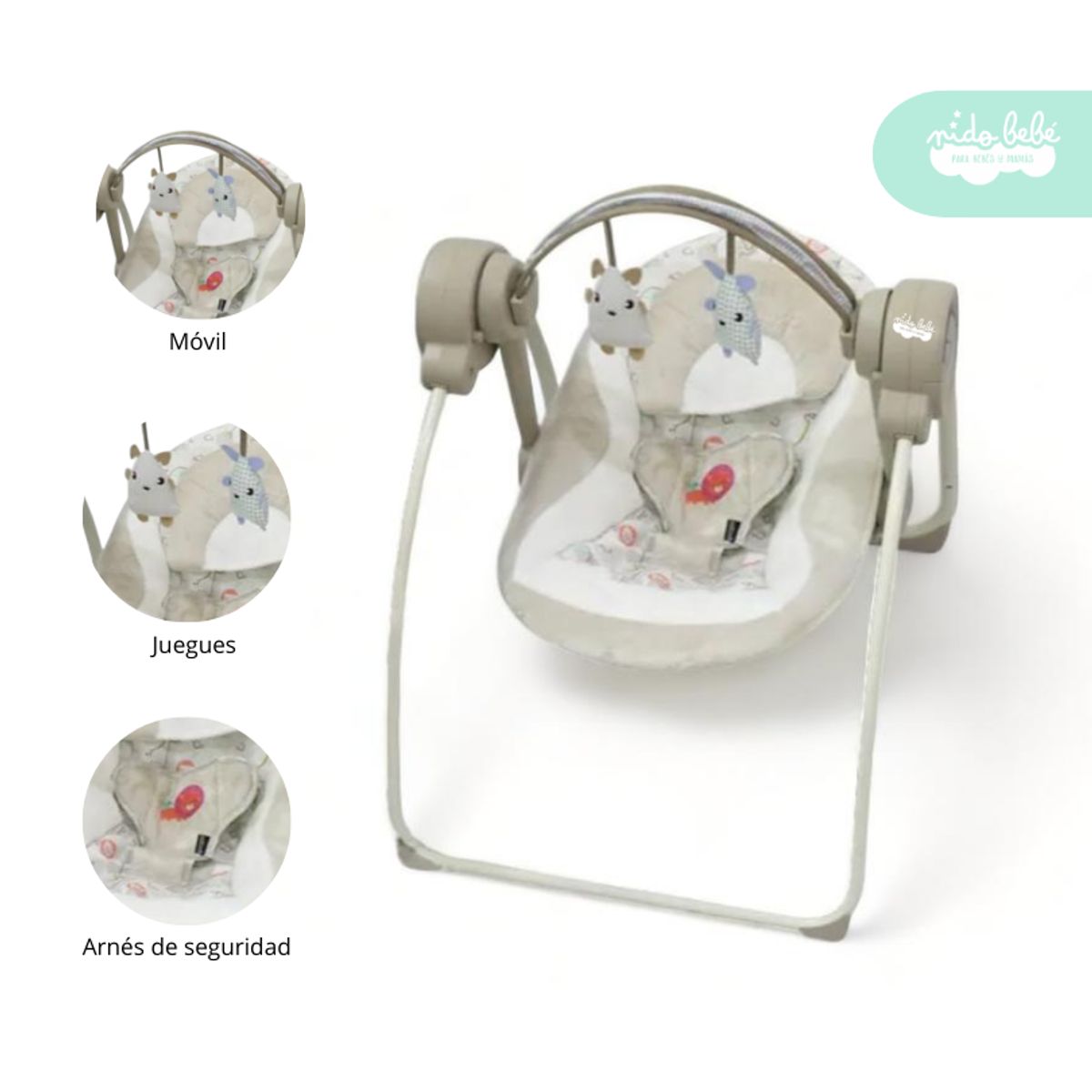 GENERICO - Silla Nido Mecedora de Bebé Columpio Beige