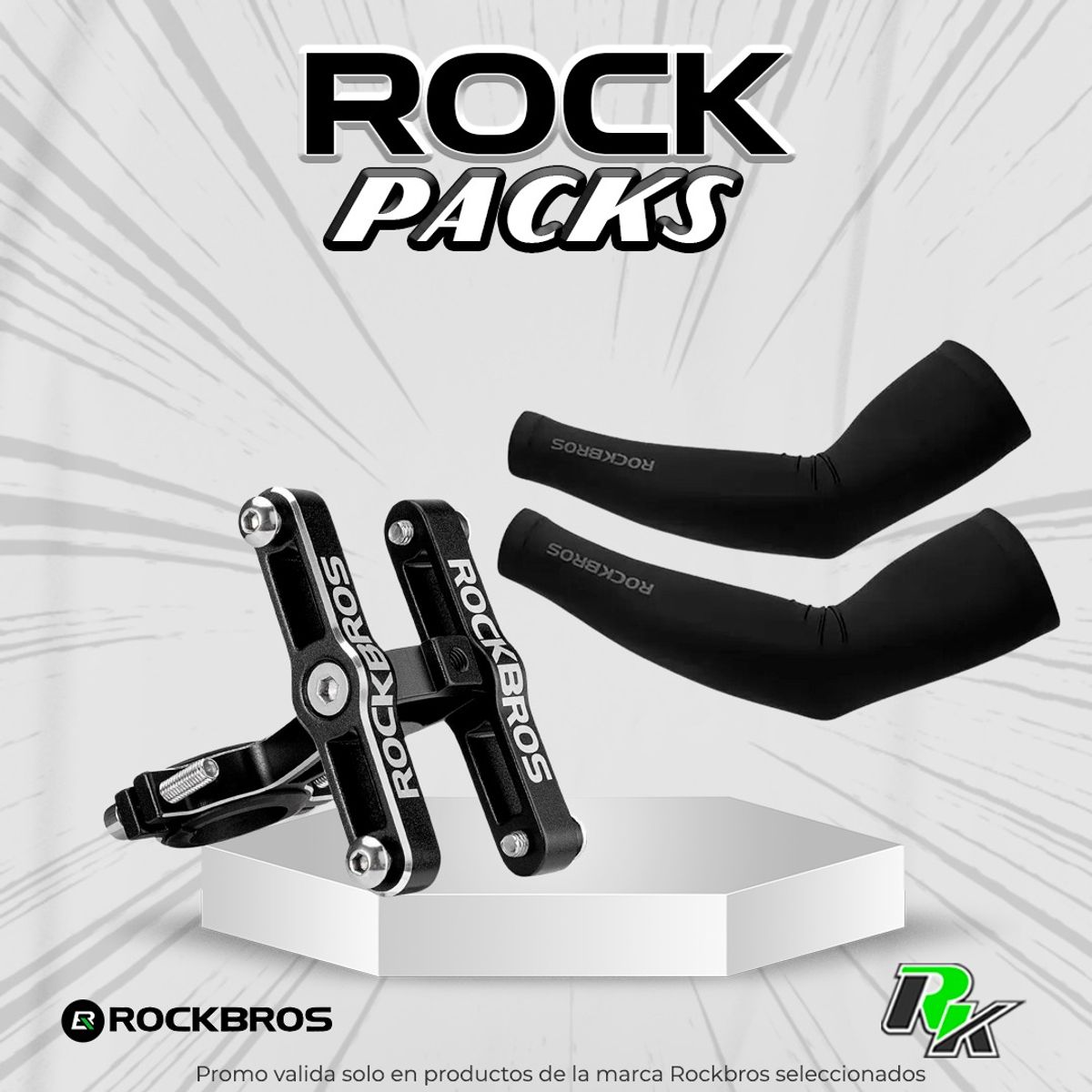 ROCKBROS - PACK SOPORTE UNIVERSAL Y MANGAS ROCKBROS NEGRO XL XT001