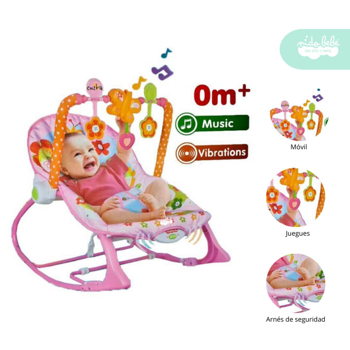 GENERICO - Silla Nido Mecedora de Bebé Baby Sweet Rosa