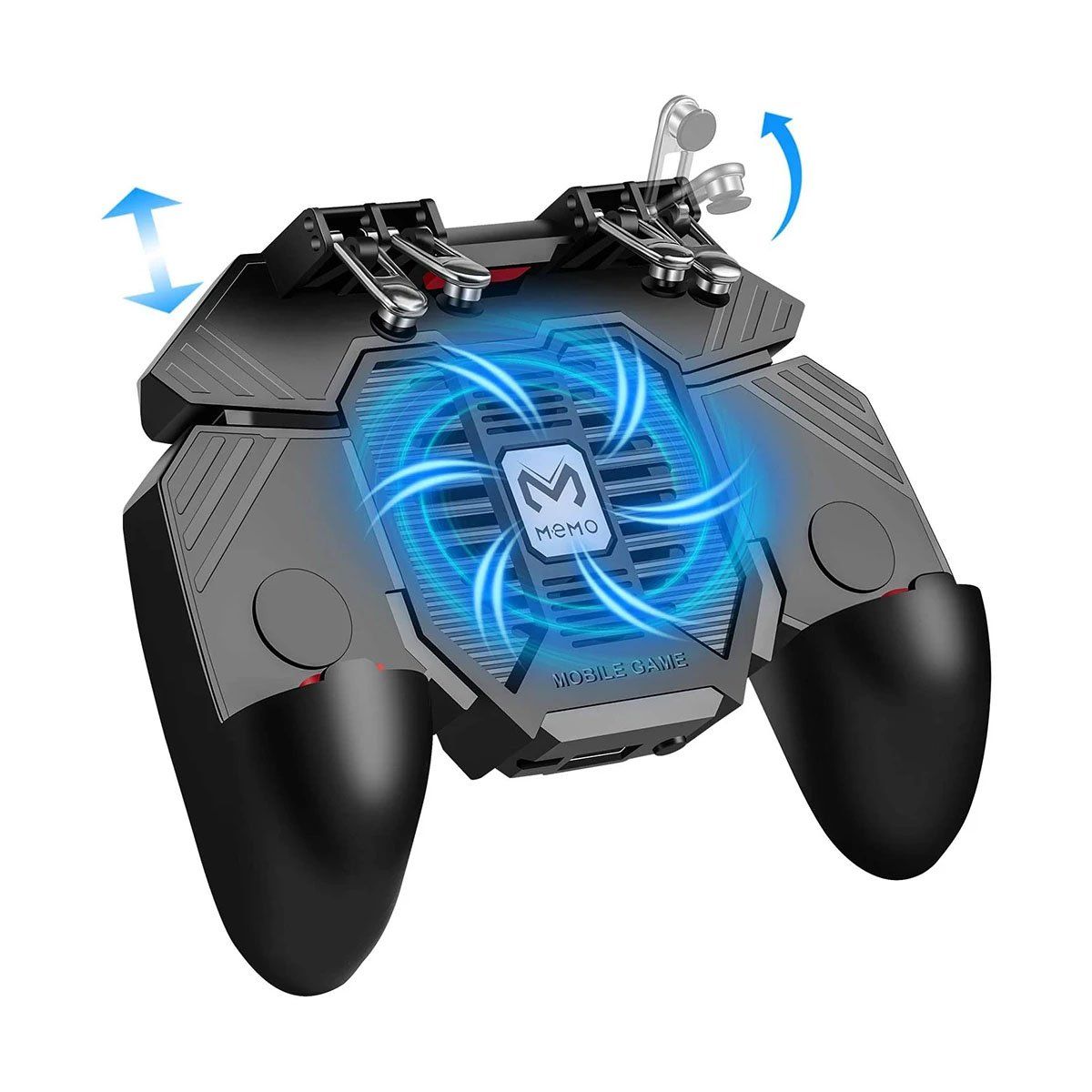 MEMO - Gamepad Mando Memo AK77 Con 4 Gatillos Ventilador y Power Bank.