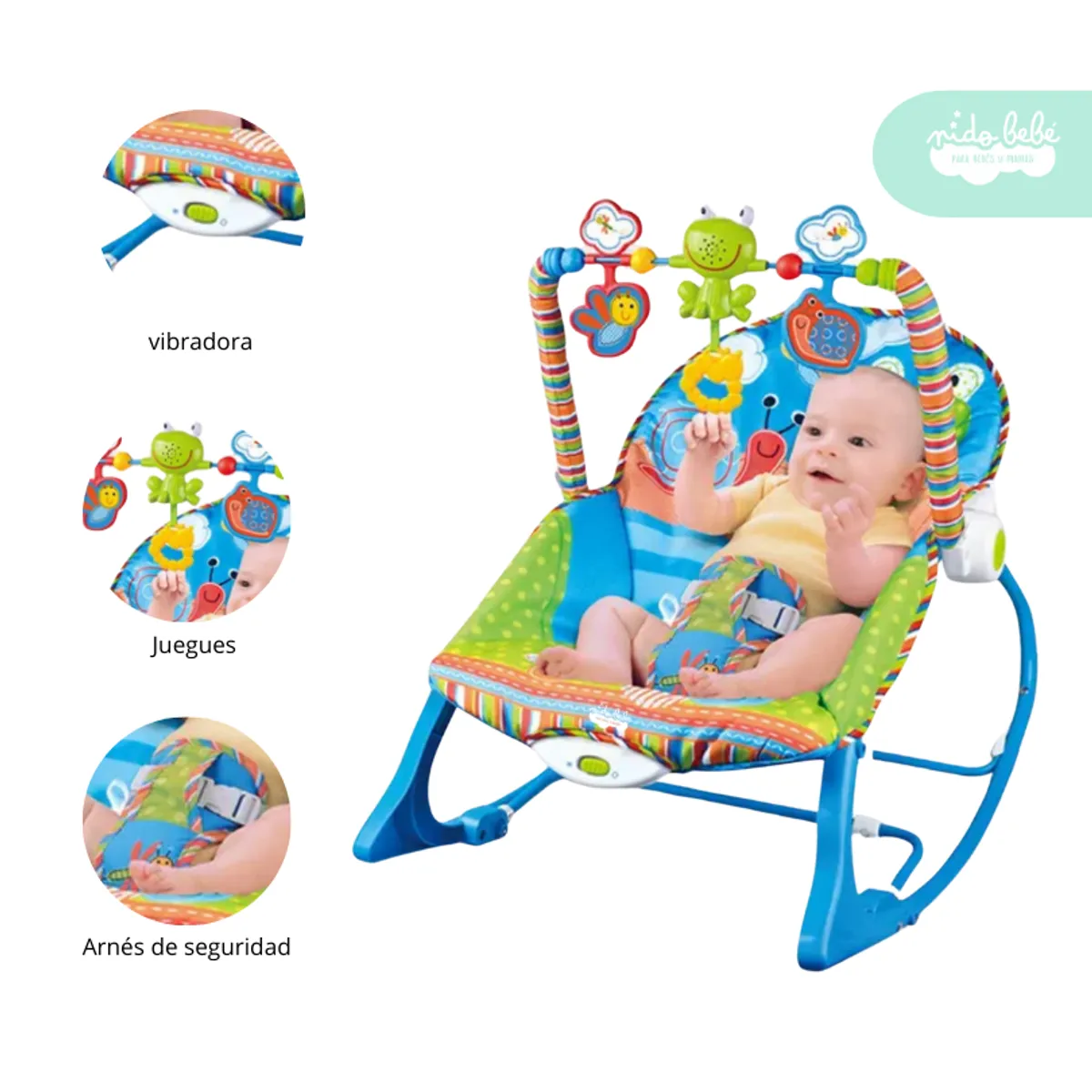 GENERICO - Silla Nido Mecedora de Bebé Baby Sweet Azul