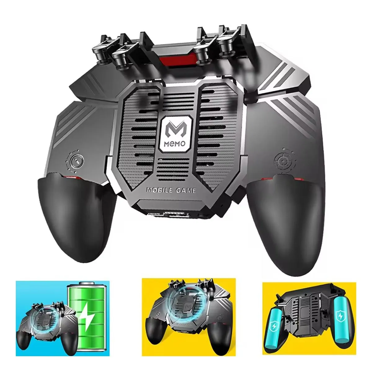 MEMO - Gamepad Mando Memo AK77 Con 4 Gatillos Ventilador y Power Bank.