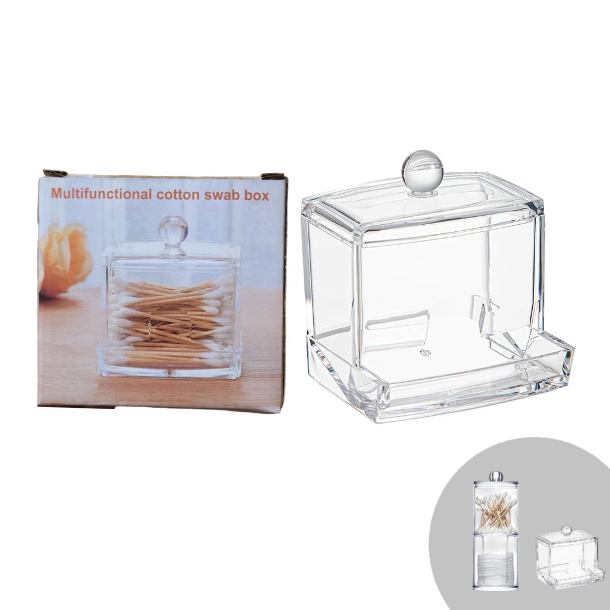 GENERICO - Kit Juego 2 Organizadores Acrílicos para hisopos y algodón