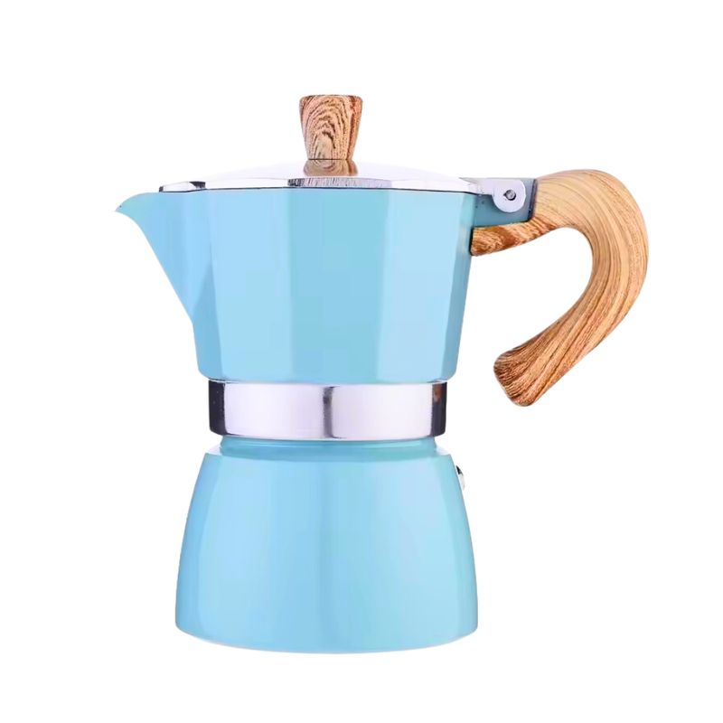 INSPIRA - Cafetera Italiana con Mango de Madera y Aluminio 150 ml