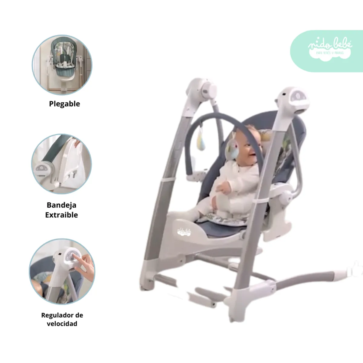 GENERICO - Silla Nido Mecedora de Bebé convertible en Silla de comer