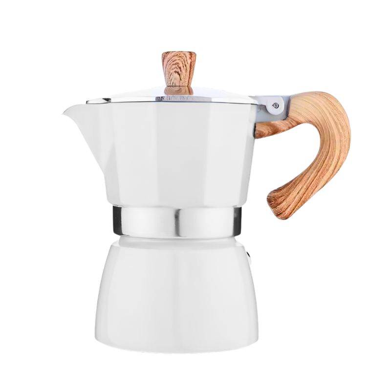 INSPIRA - Cafetera Italiana con Mango de Madera y Aluminio 150 ml