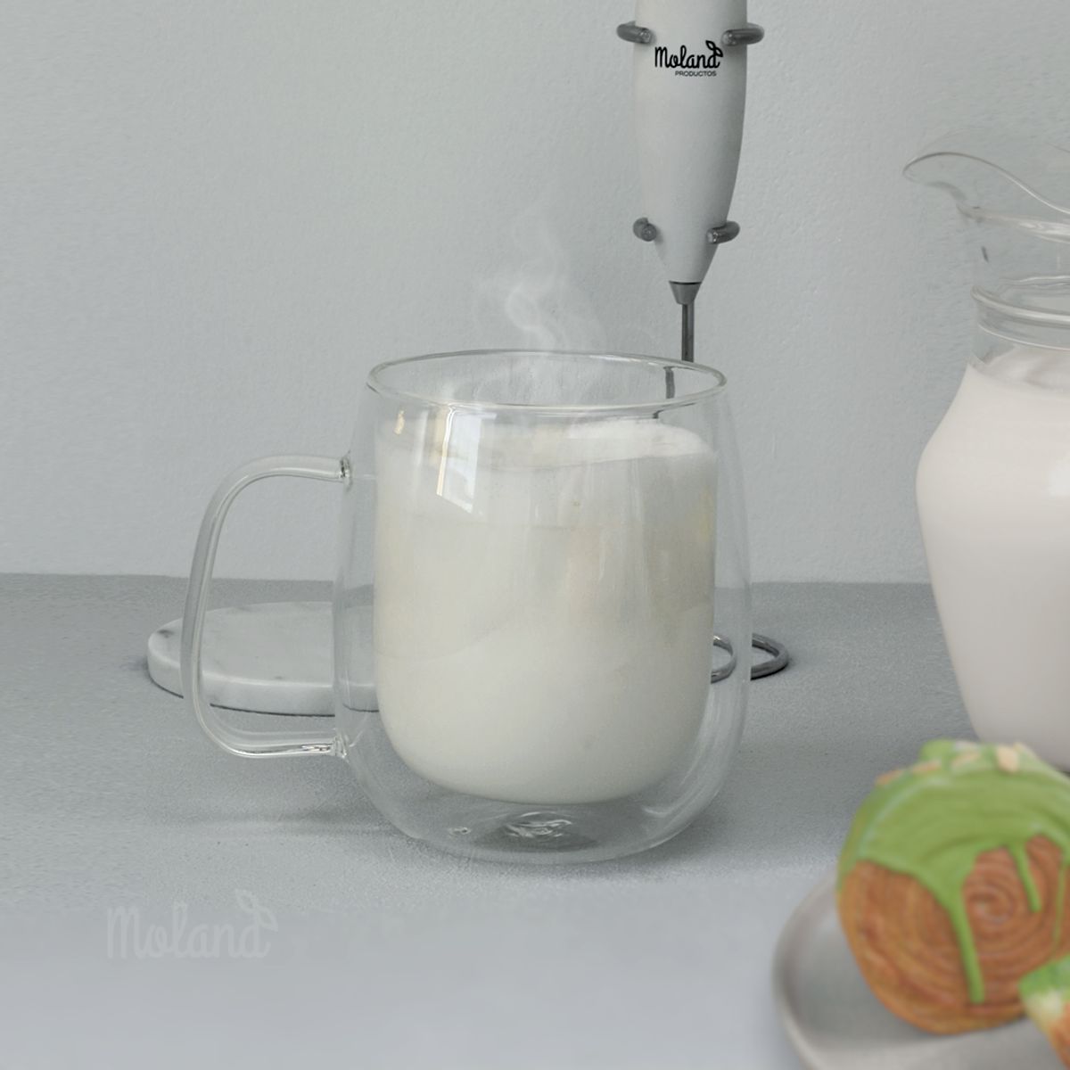 MOLAND - 2 Tazas grandes doble pared 440 ml Vidrio Resistente al Calor