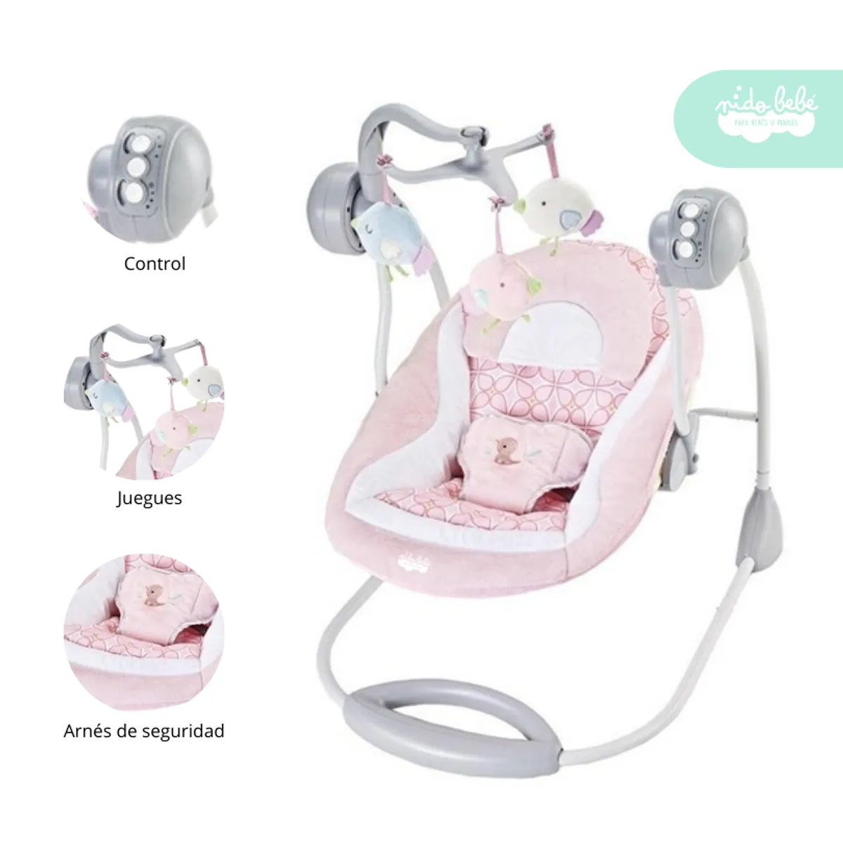 GENERICO - Silla Nido Mecedora de Bebé Columpio Piubello color rosado