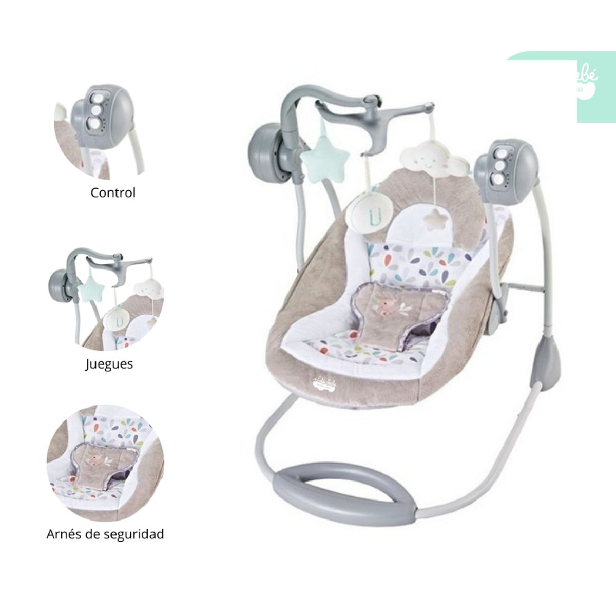 GENERICO - Silla Nido Mecedora de Bebé Columpio Piubello color Beige