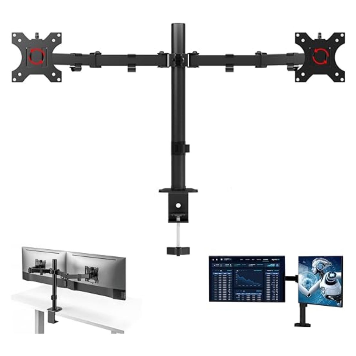 SEISA - Soporte de escritorio 17 A 30 Pulgadas Rack Para 2 Monitores de acero