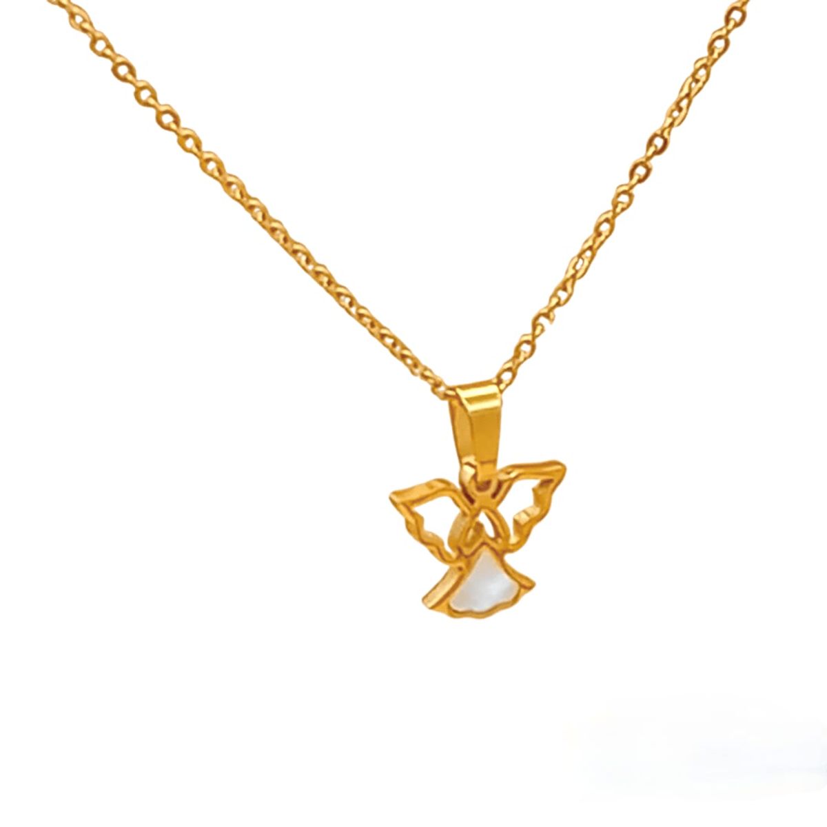 GENERICO - Collar Dije Ángel Protector Acero Y Nácar