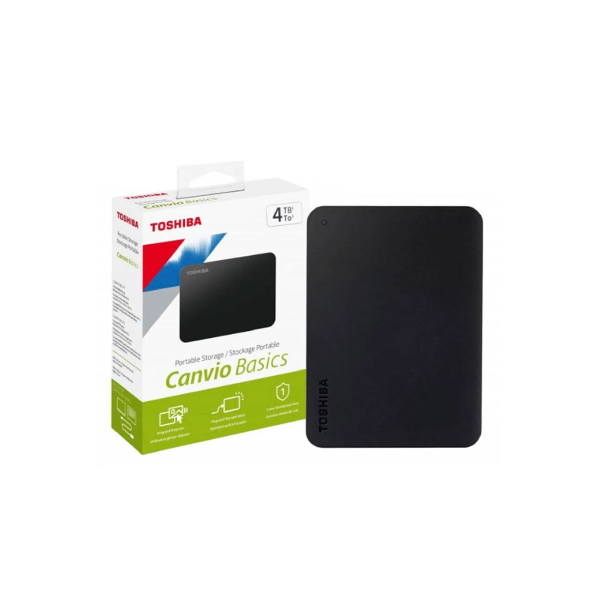 TOSHIBA - Disco Duro de 4TB Externo Toshiba Canvio Basic USB 3.0 Negro