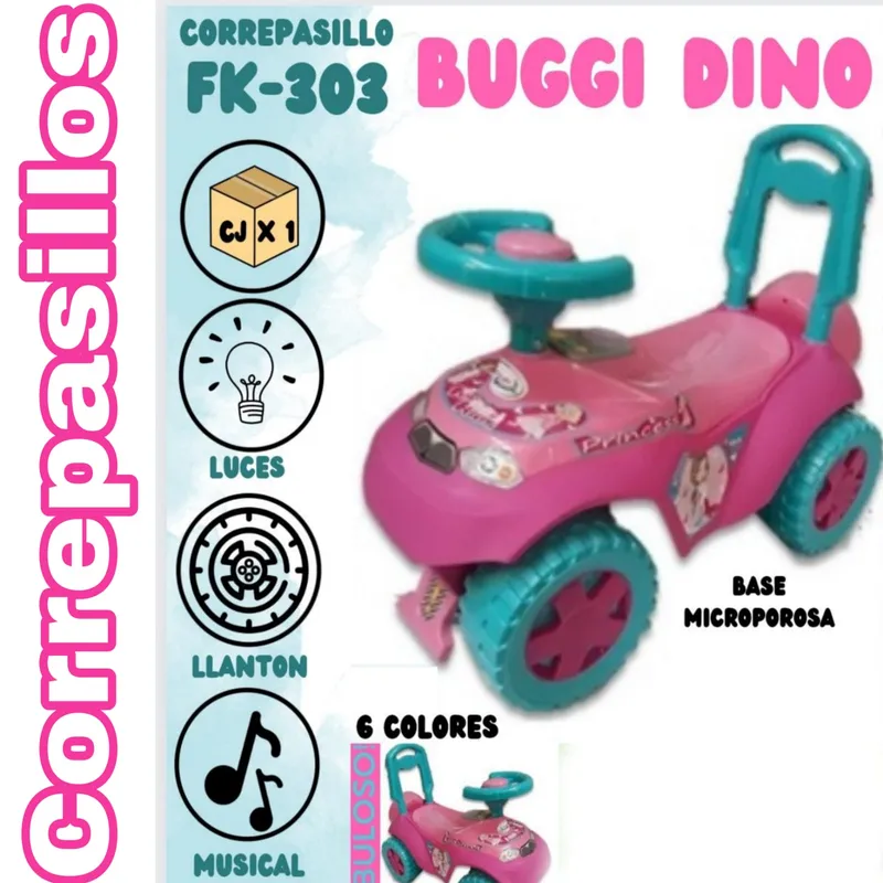 GENERICO - Buggy correpasillos Diseño Musical con luces DINO ROSADO