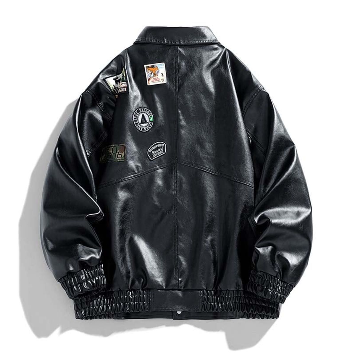 KNOWMLAB - Chaqueta Cuero Hombre Negro