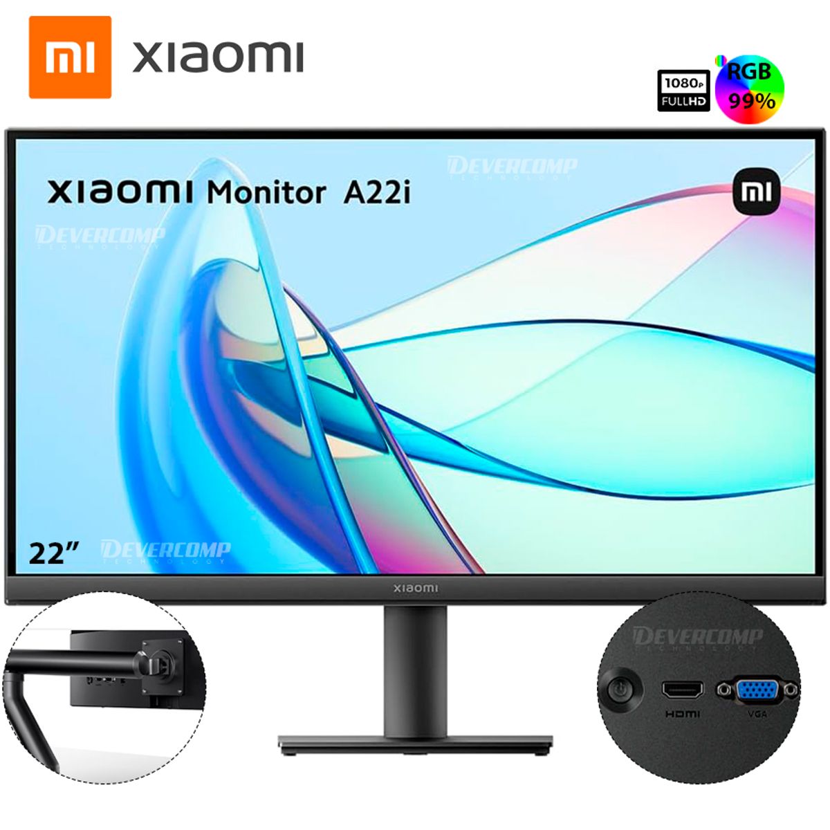 XIAOMI - Monitor Xiaomi A22i 22′ Full HD 75Hz HDMI VGA