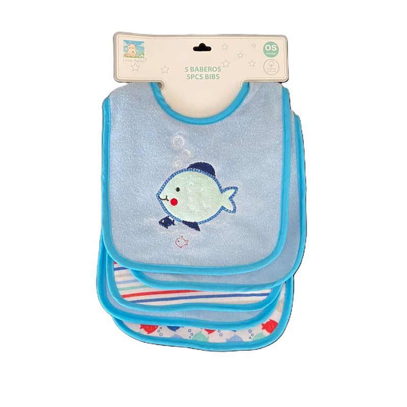 GENERICO - PACK 5 BABERO DE FELPA - PEZ