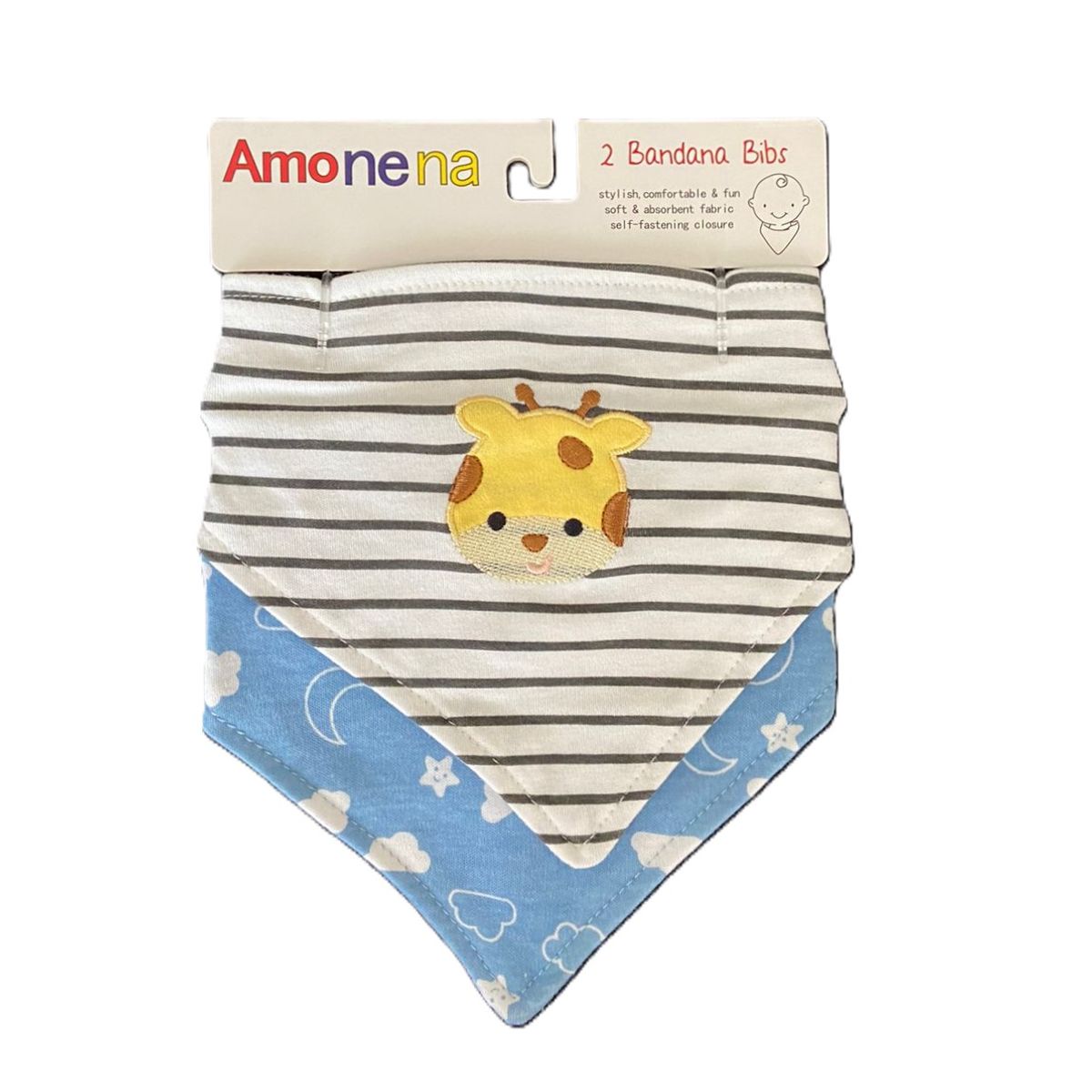 GENERICO - BANDANA BABERO PARA BEBE - 2PCS - JIRAFA