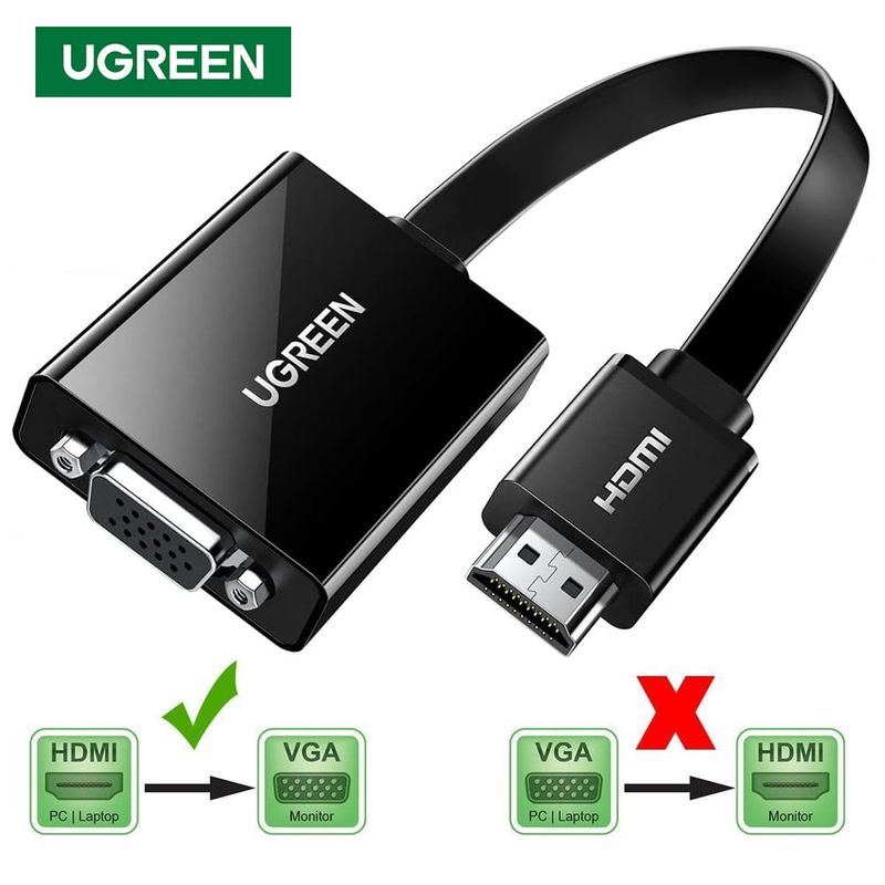 UGREEN - Adaptador Convertidor de HDMI a VGA UGREEN audio jack 3.5mm 60hz 40248