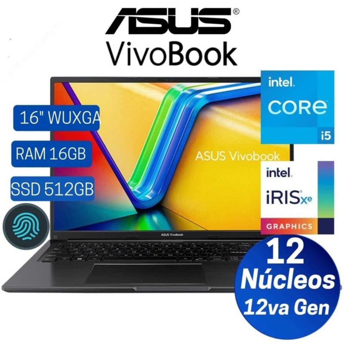 ASUS - Laptop Asus Vivobook X1605Z 16 WUXGA Intel I5-12500H 16GB 512GB SSD FreeDOS negro