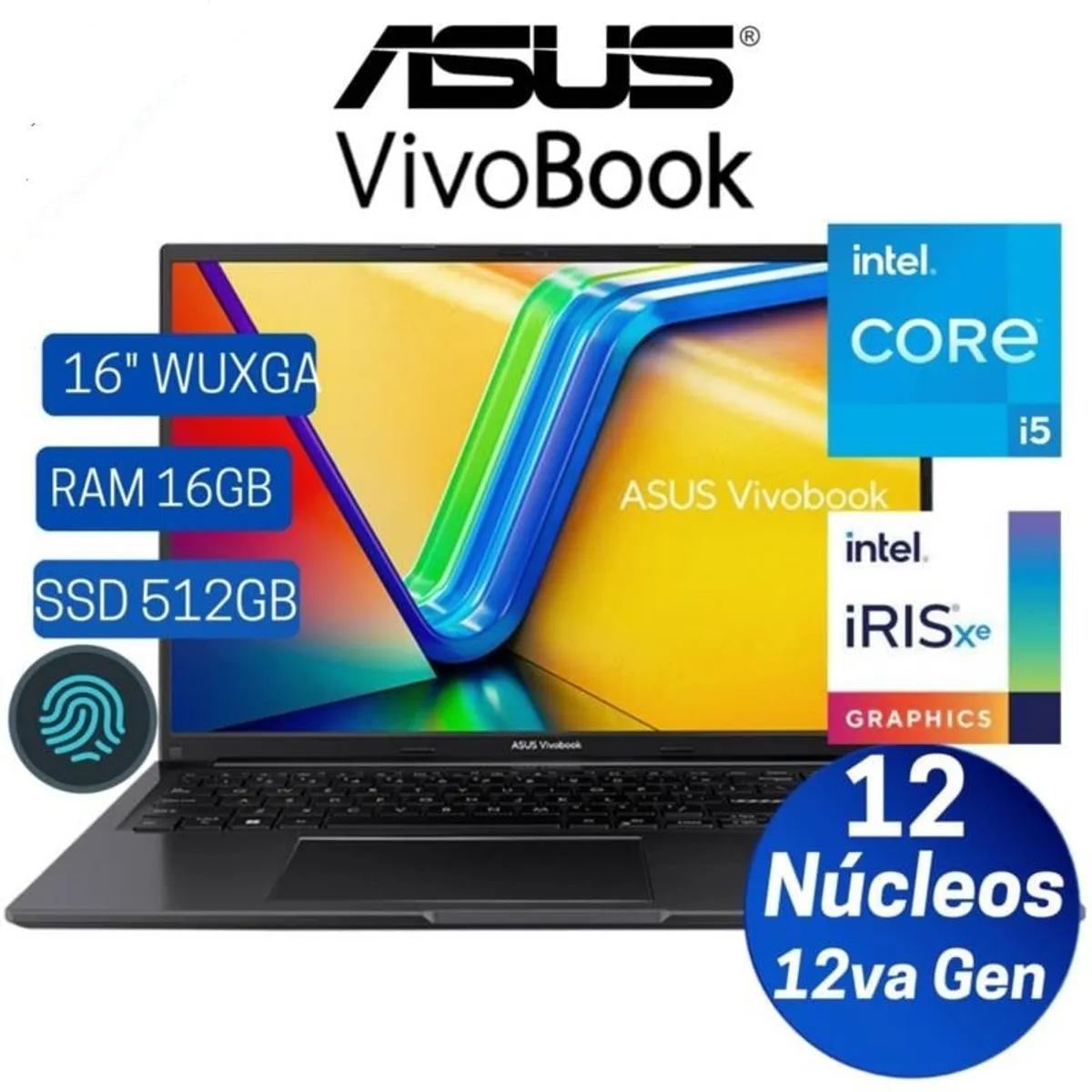 ASUS - Laptop Asus Vivobook X1605Z 16 WUXGA Intel I5-12500H 16GB 512GB SSD FreeDOS negro