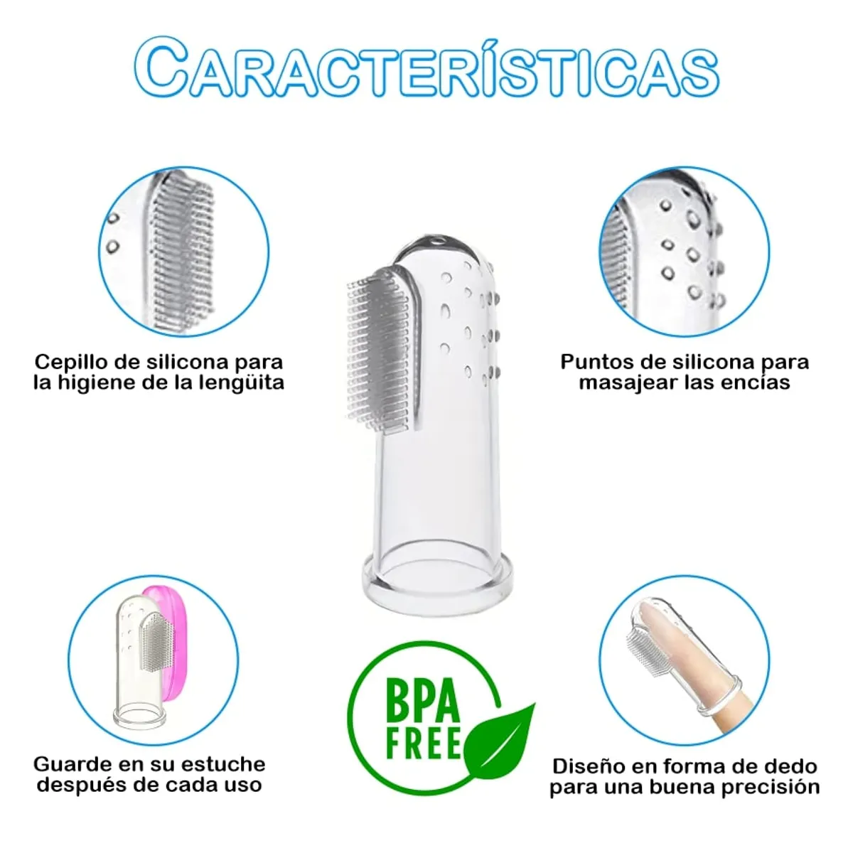 MIMOS - Cepillo Dedal de Silicona ROSADO - Cuidado Bucal para Bebés