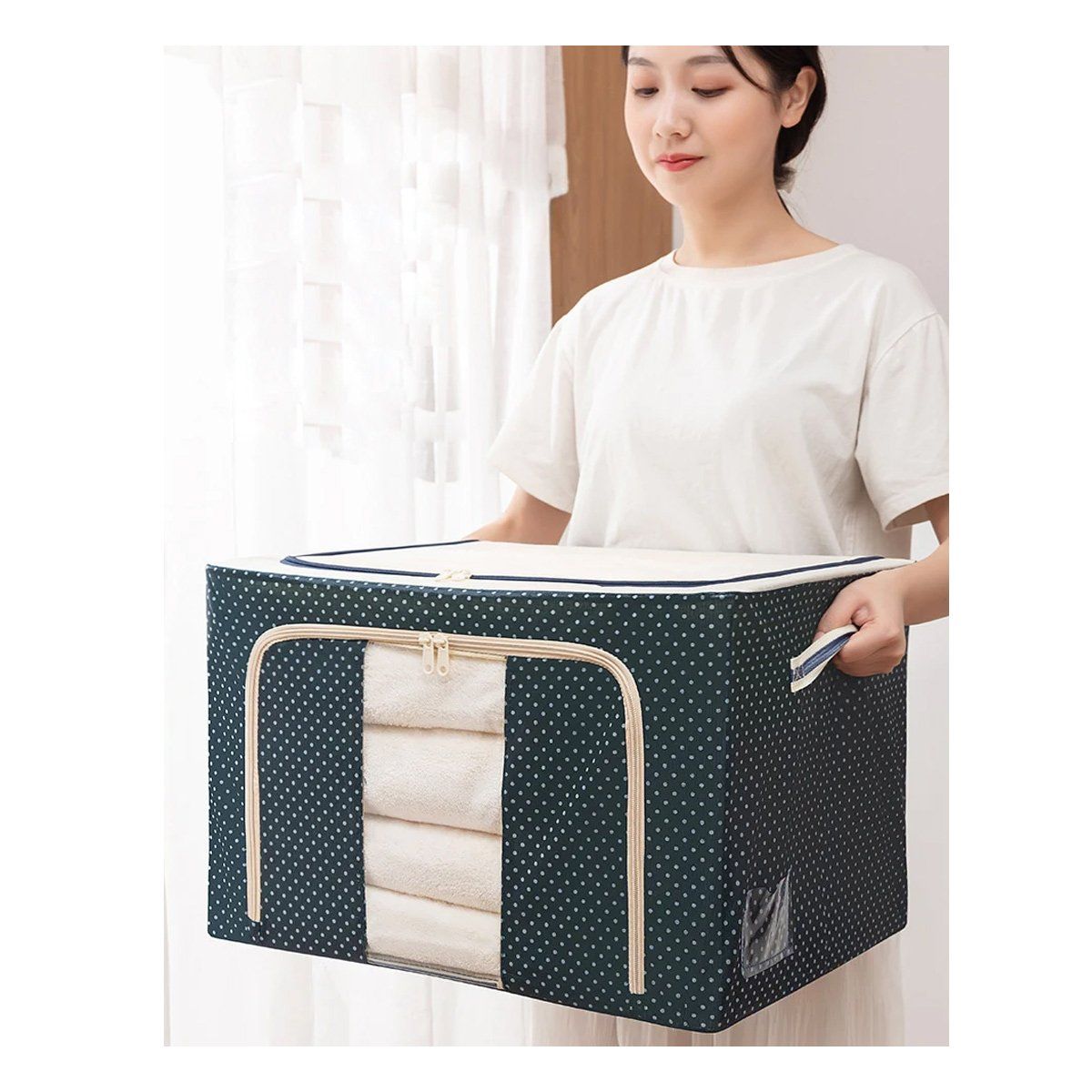 GRETAIL - Caja Organizadora Almacenamiento De Ropa 66 Litros AzRo