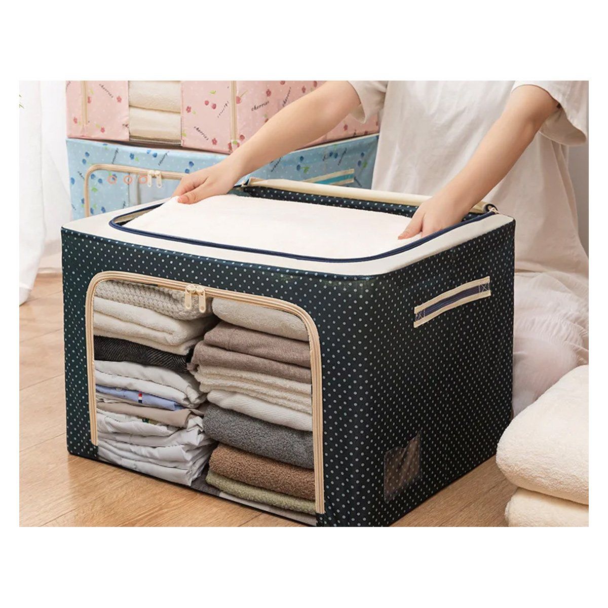 GRETAIL - Caja Organizadora Almacenamiento De Ropa 66 Litros AzRo