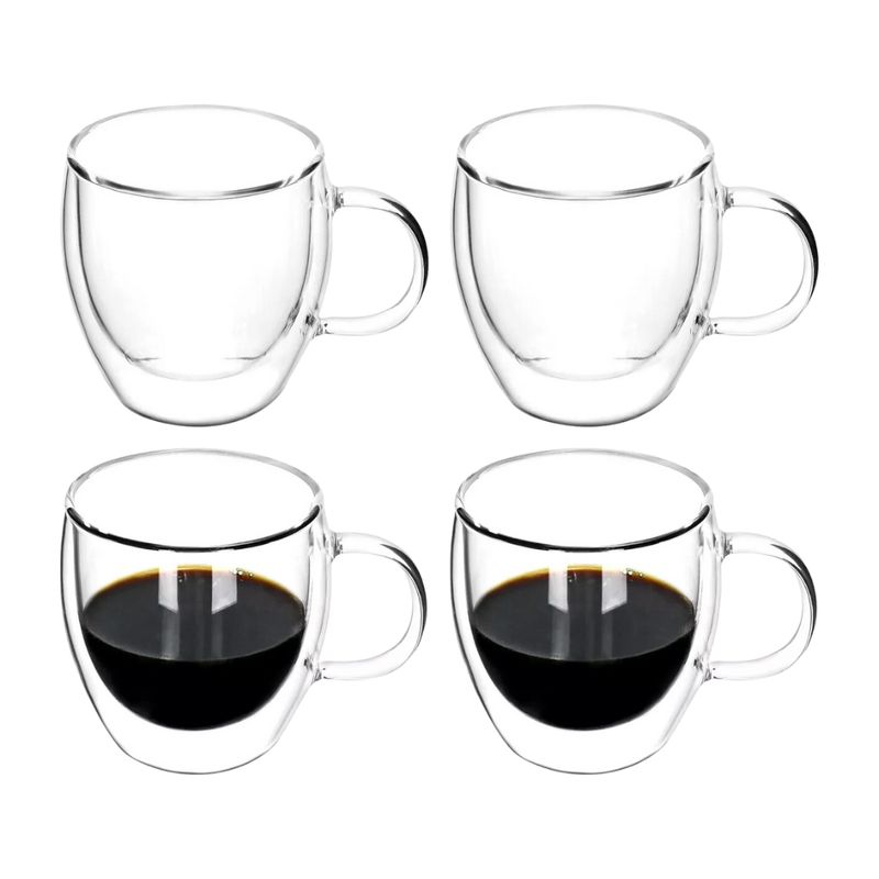 HYGGE - Set de 4 Tazas Expresso Doble Pared de Vidrio 100 ml