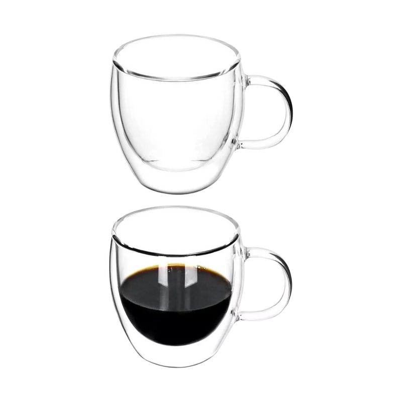HYGGE - Set de 2 Tazas Expresso Doble Pared de Vidrio 100 ml