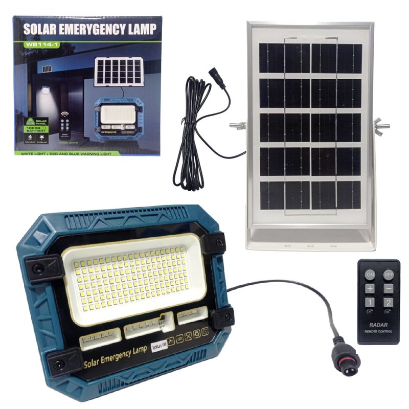 GENERICO - Lampara Reflector LED con Panel Solar para Exteriores con Cable