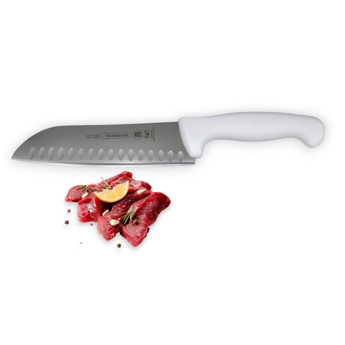 TRAMONTINA - Cuchillo Santoku Para Picar Profesional 7 Mango Blanco Tramontina