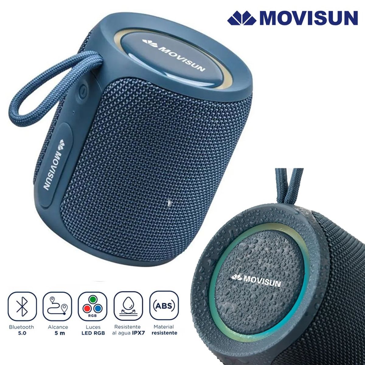 MOVISUN - Parlante Acuático Bluetooth MOVISUN IPX7 16W TWS luz Led power smart