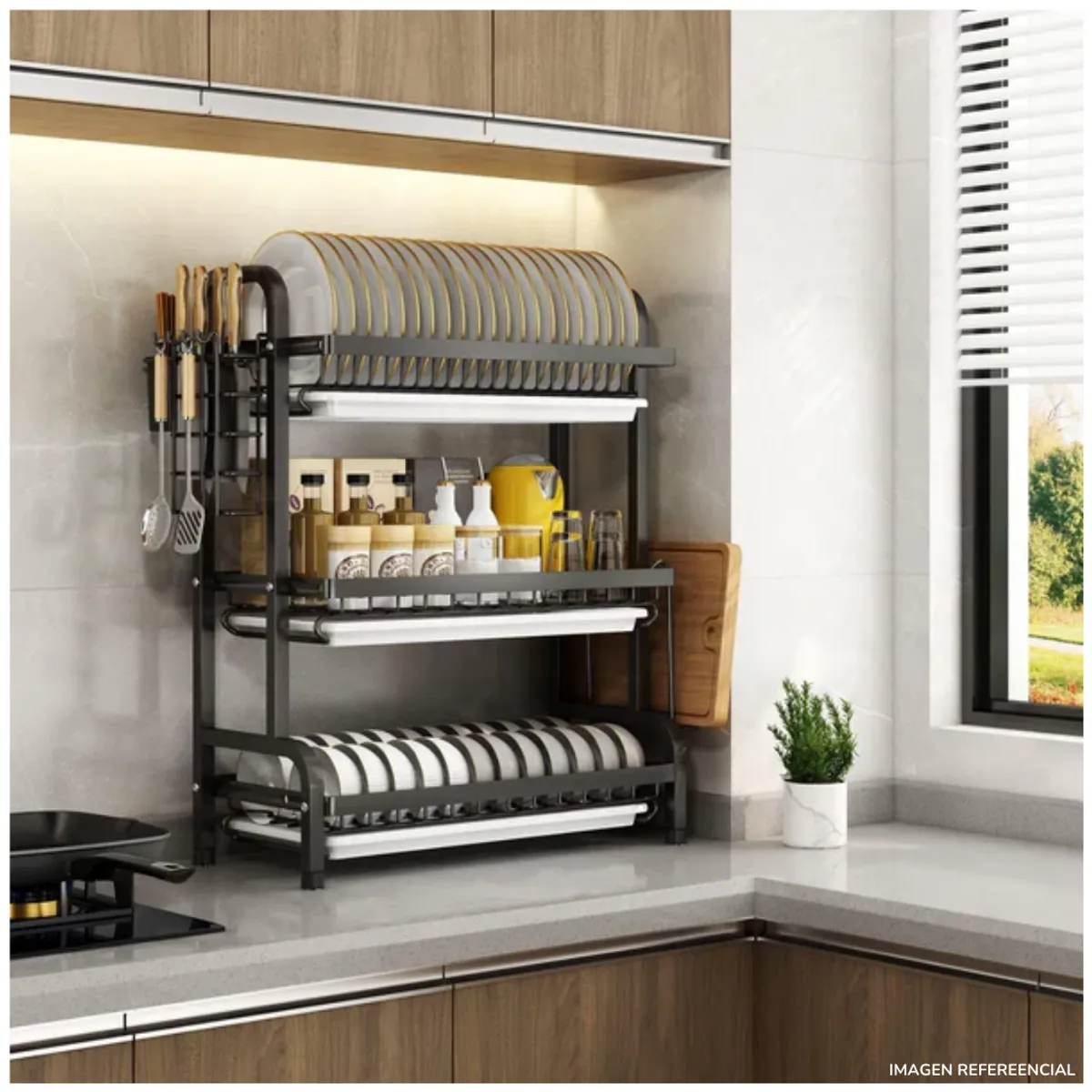 INSPIRA MARKET - Escurridor Organizador Rack de 3 Niveles