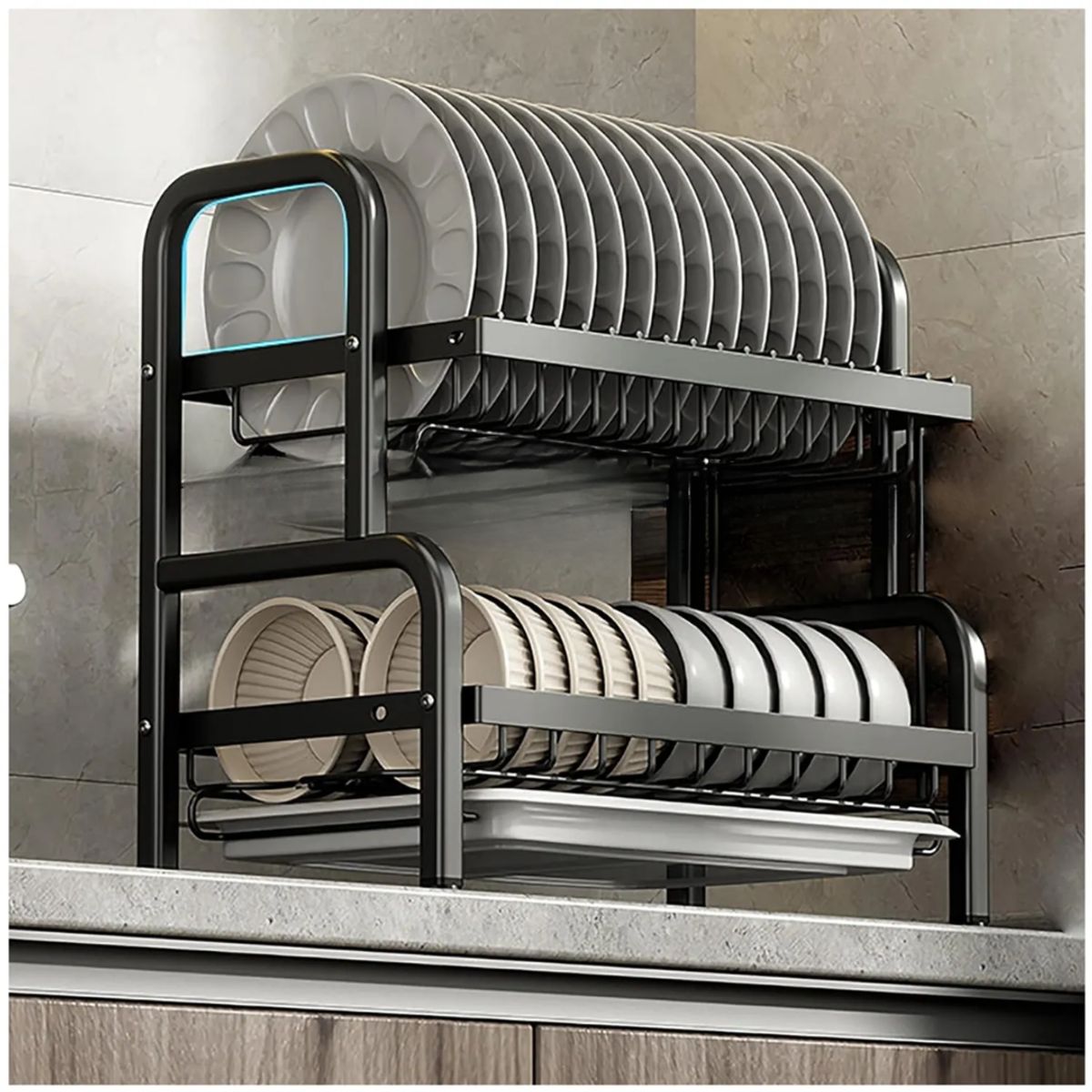 INSPIRA MARKET - Escurridor Organizador Rack de 2 Niveles