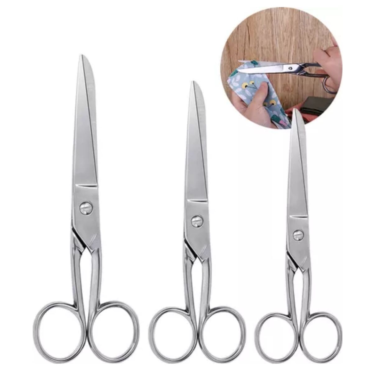 GENERICO - 3 Und Tijera De Metal Para Tela Costura Delfin 6, 7 Y 8 PuLG