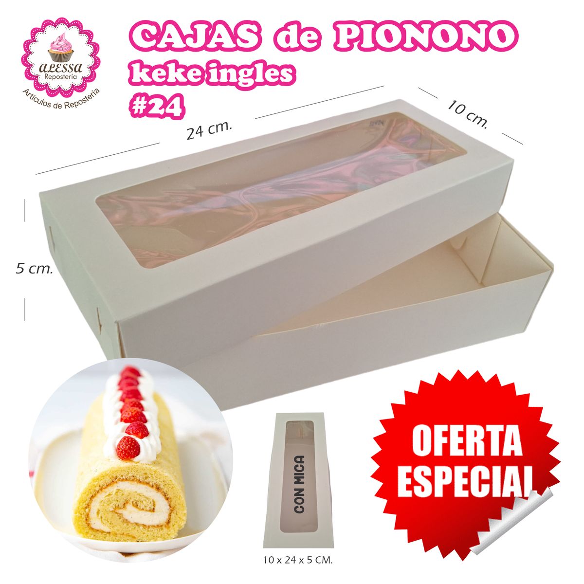 GENERICO - 50 Cajas de Pionono Keke Ingles de 24 cm. de Largo