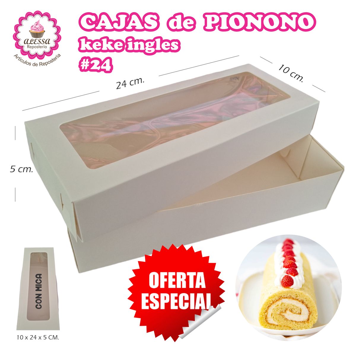 GENERICO - 50 Cajas de Pionono Keke Ingles de 24 cm. de Largo