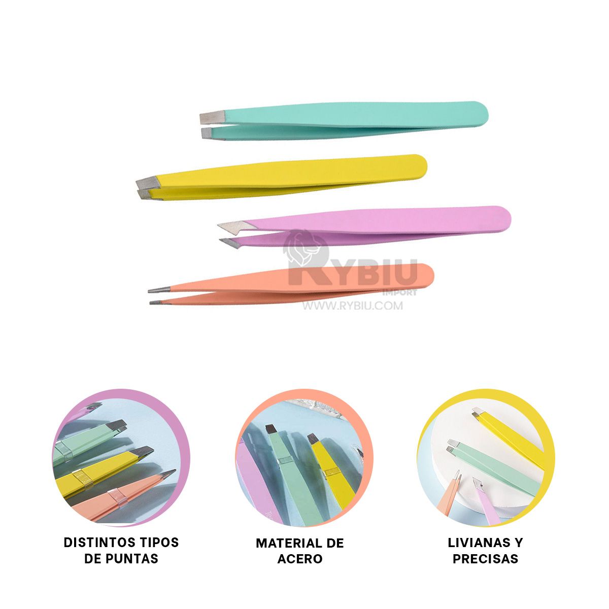 GENERICO - Kit Duradero de Pinzas de Acero Multicolor Y+Gift Stickers