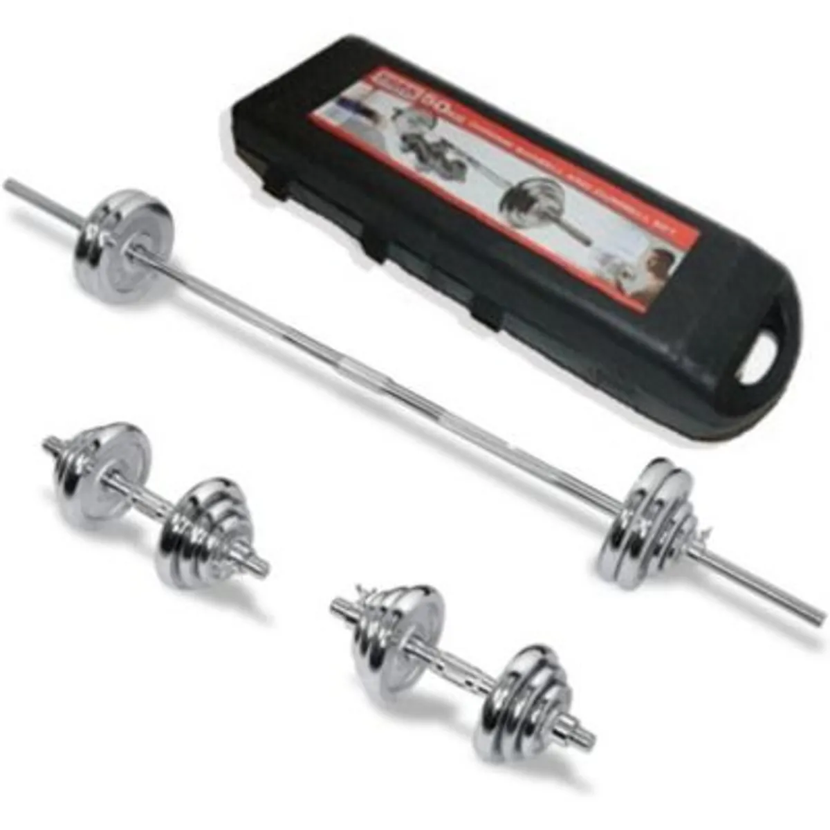 HOLGU - Set de pesas de 50kg - cromadas barra de 150cm