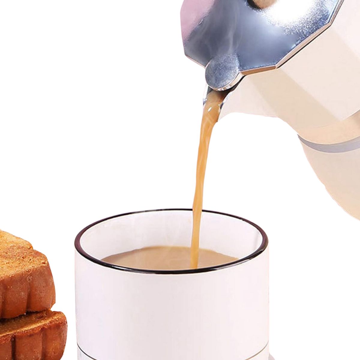 HYGGE - Cafetera Italiana con Mango de Madera y Aluminio 150 ml