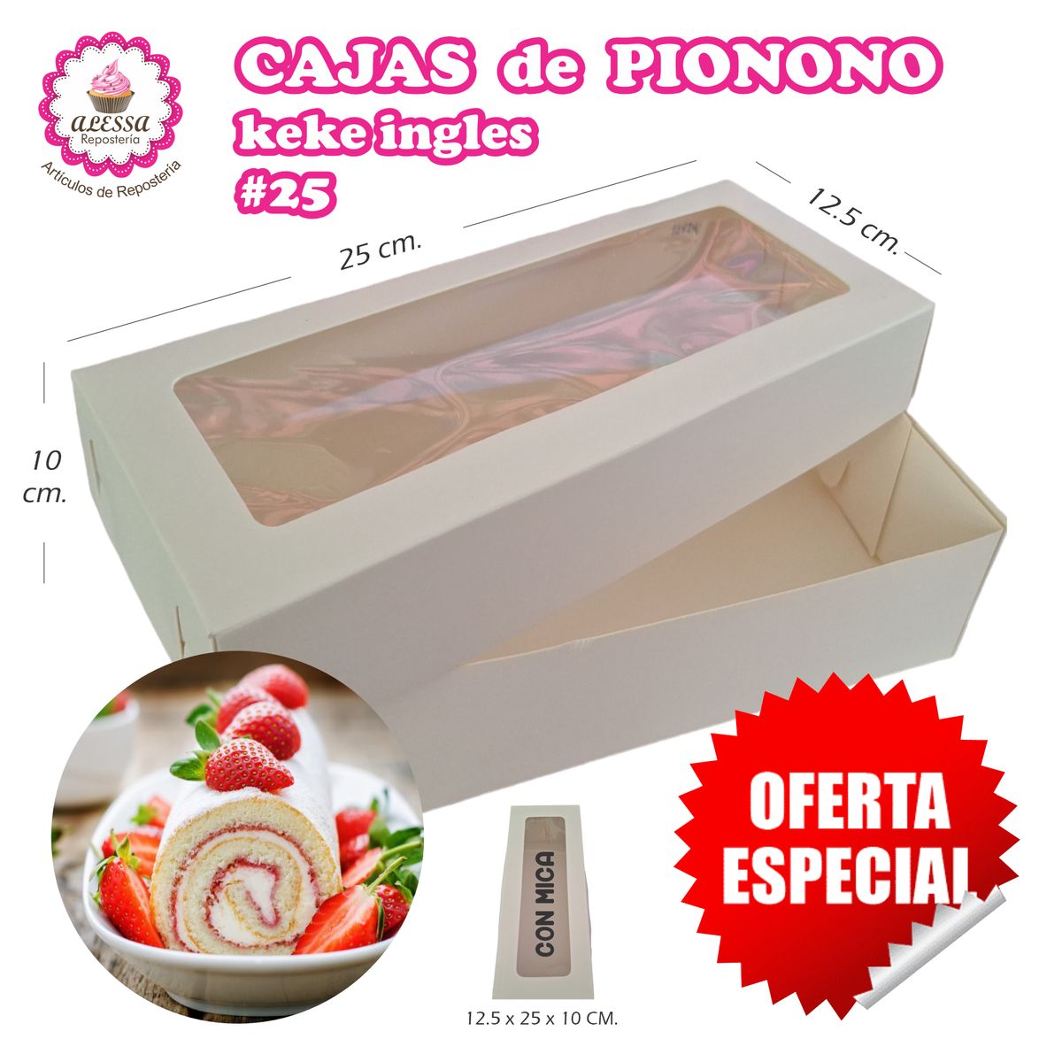 GENERICO - 50 Cajas de Pionono Keke Ingles de 25 cm. de Largo