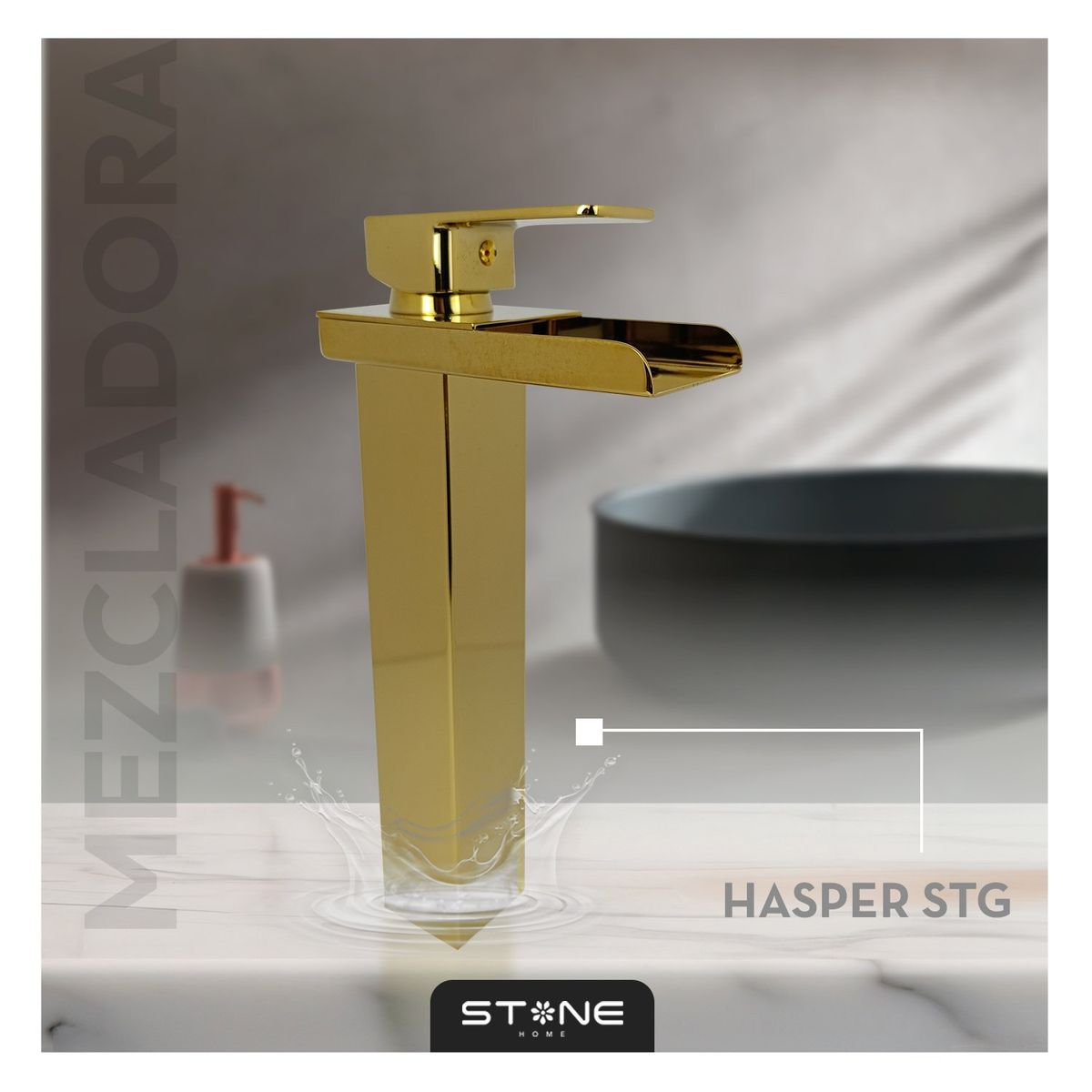 STONE - MEZCLADORA MONOCOMANDO P/BOWL  AL MUEBLE HASPER STG-01 STONE