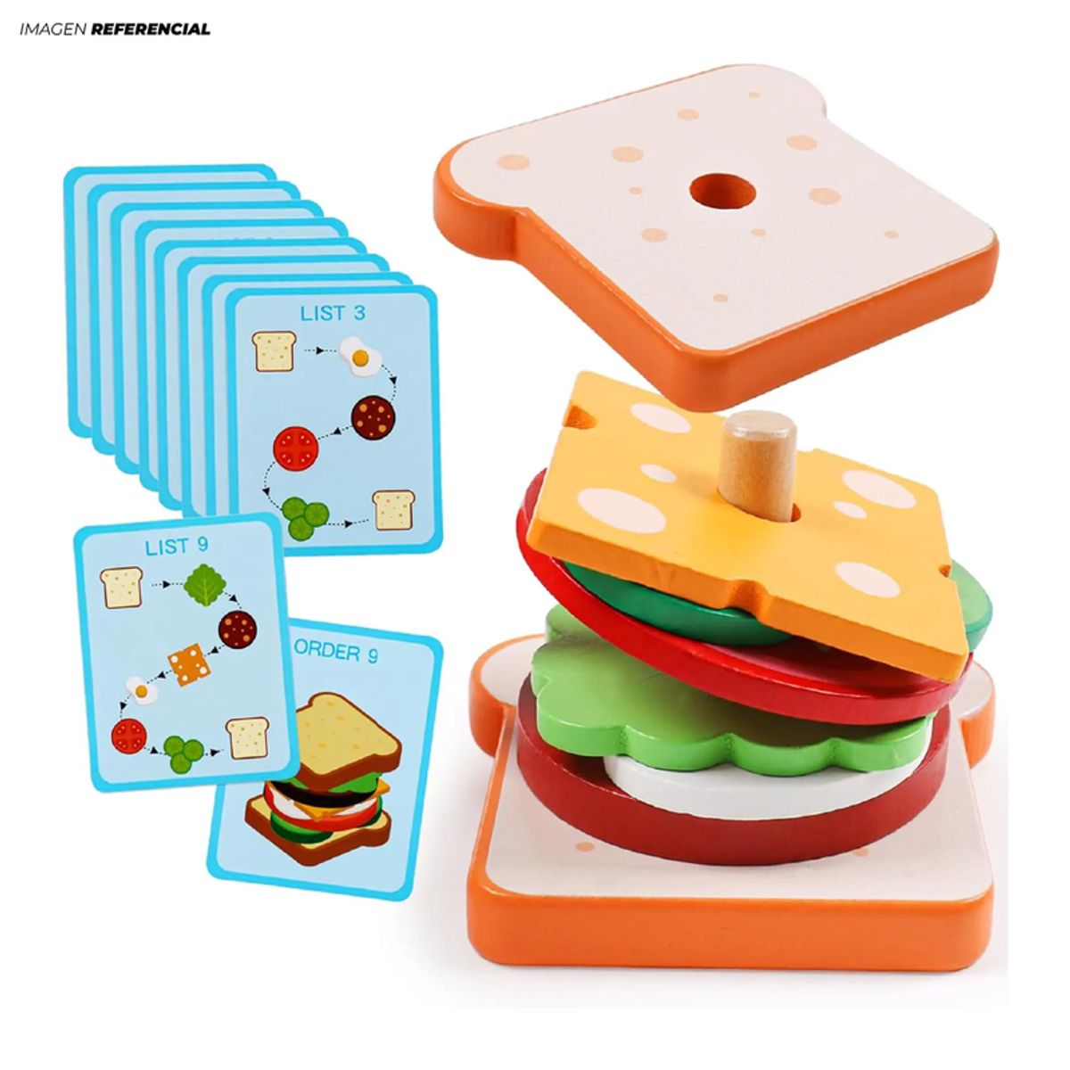 GENERICO - Juego Didáctico de Comida de Madera Hamburguesa