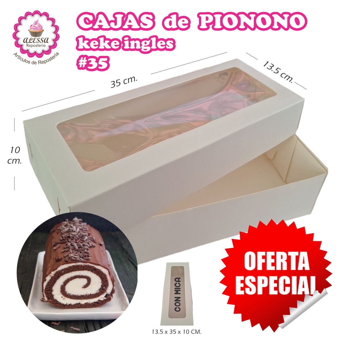 GENERICO - 50 Cajas de Pionono Keke Ingles de 35 cm. de Largo